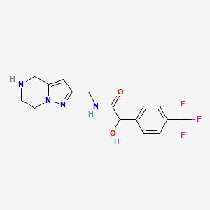 molecular formula C16H17F3N4O2 B5563467 2-hydroxy-N-(4,5,6,7-tetrahydropyrazolo[1,5-a]pyrazin-2-ylmethyl)-2-[4-(trifluoromethyl)phenyl]acetamide hydrochloride 