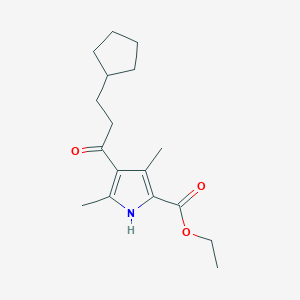 molecular formula C17H25NO3 B5563520 ethyl 4-(3-cyclopentylpropanoyl)-3,5-dimethyl-1H-pyrrole-2-carboxylate 
