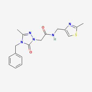 molecular formula C17H19N5O2S B5563542 2-(4-benzyl-3-methyl-5-oxo-4,5-dihydro-1H-1,2,4-triazol-1-yl)-N-[(2-methyl-1,3-thiazol-4-yl)methyl]acetamide 