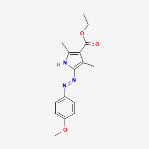 molecular formula C16H19N3O3 B5563549 2-[(4-甲氧基苯基)腙]-3,5-二甲基-2H-吡咯-4-羧酸乙酯 