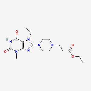 molecular formula C17H26N6O4 B5563573 3-[4-(7-乙基-3-甲基-2,6-二氧代-2,3,6,7-四氢-1H-嘌呤-8-基)-1-哌嗪基]丙酸乙酯 