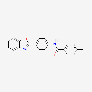molecular formula C21H16N2O2 B5563607 N-[4-(1,3-benzoxazol-2-yl)phenyl]-4-methylbenzamide 