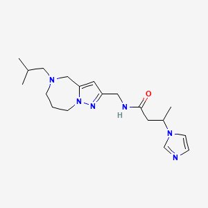 molecular formula C19H30N6O B5563624 3-(1H-咪唑-1-基)-N-[(5-异丁基-5,6,7,8-四氢-4H-吡唑并[1,5-a][1,4]二氮杂卓-2-基)甲基]丁酰胺 