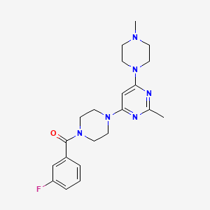 molecular formula C21H27FN6O B5563631 4-[4-(3-fluorobenzoyl)-1-piperazinyl]-2-methyl-6-(4-methyl-1-piperazinyl)pyrimidine 