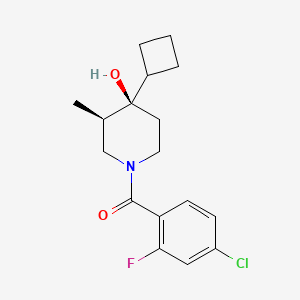 molecular formula C17H21ClFNO2 B5563644 (3R*,4R*)-1-(4-氯-2-氟苯甲酰)-4-环丁基-3-甲基-4-哌啶醇 