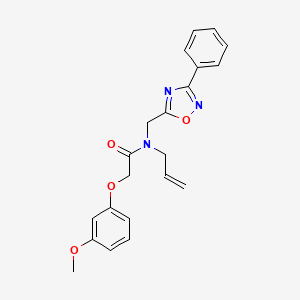 molecular formula C21H21N3O4 B5563675 N-allyl-2-(3-methoxyphenoxy)-N-[(3-phenyl-1,2,4-oxadiazol-5-yl)methyl]acetamide 