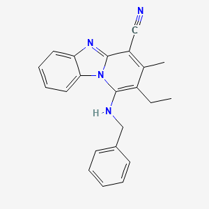 molecular formula C22H20N4 B5563685 1-(benzylamino)-2-ethyl-3-methylpyrido[1,2-a]benzimidazole-4-carbonitrile 