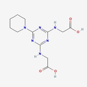 molecular formula C12H18N6O4 B5563686 2,2'-[(6-piperidin-1-yl-1,3,5-triazine-2,4-diyl)diimino]diacetic acid 