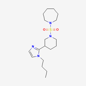 molecular formula C18H32N4O2S B5563697 1-{[3-(1-丁基-1H-咪唑-2-基)哌啶-1-基]磺酰基}氮杂环庚烷 