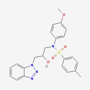 molecular formula C23H24N4O4S B5563710 N-[3-(1H-1,2,3-benzotriazol-1-yl)-2-hydroxypropyl]-N-(4-methoxyphenyl)-4-methylbenzenesulfonamide 