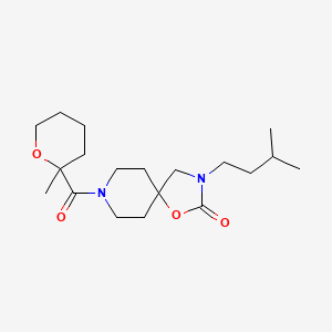 molecular formula C19H32N2O4 B5563713 3-(3-methylbutyl)-8-[(2-methyltetrahydro-2H-pyran-2-yl)carbonyl]-1-oxa-3,8-diazaspiro[4.5]decan-2-one 