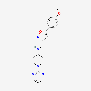 molecular formula C20H23N5O2 B5563721 N-{[5-(4-methoxyphenyl)isoxazol-3-yl]methyl}-1-pyrimidin-2-ylpiperidin-4-amine 