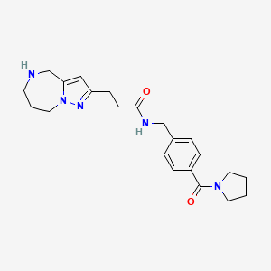 molecular formula C22H29N5O2 B5563733 N-[4-(1-pyrrolidinylcarbonyl)benzyl]-3-(5,6,7,8-tetrahydro-4H-pyrazolo[1,5-a][1,4]diazepin-2-yl)propanamide hydrochloride 