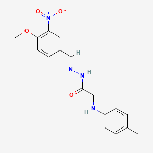 molecular formula C17H18N4O4 B5563751 N'-(4-methoxy-3-nitrobenzylidene)-2-[(4-methylphenyl)amino]acetohydrazide 