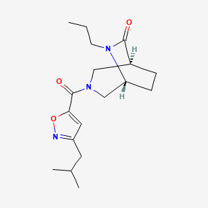 molecular formula C18H27N3O3 B5563754 (1S*,5R*)-3-[(3-isobutyl-5-isoxazolyl)carbonyl]-6-propyl-3,6-diazabicyclo[3.2.2]nonan-7-one 