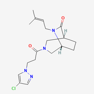 molecular formula C18H25ClN4O2 B5563759 (1S*,5R*)-3-[3-(4-氯-1H-吡唑-1-基)丙酰]-6-(3-甲基-2-丁烯-1-基)-3,6-二氮杂双环[3.2.2]壬烷-7-酮 