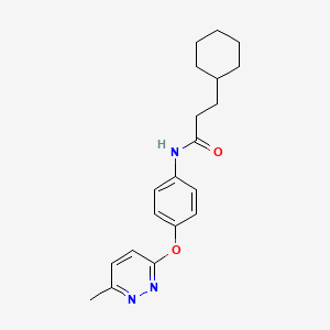 molecular formula C20H25N3O2 B5563784 3-cyclohexyl-N-{4-[(6-methyl-3-pyridazinyl)oxy]phenyl}propanamide 