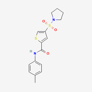 molecular formula C16H18N2O3S2 B5563799 N-(4-methylphenyl)-4-(1-pyrrolidinylsulfonyl)-2-thiophenecarboxamide 