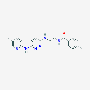 molecular formula C21H24N6O B5563861 3,4-dimethyl-N-[2-({6-[(5-methyl-2-pyridinyl)amino]-3-pyridazinyl}amino)ethyl]benzamide 