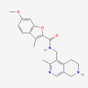 molecular formula C21H23N3O3 B5563865 6-methoxy-3-methyl-N-[(3-methyl-5,6,7,8-tetrahydro-2,7-naphthyridin-4-yl)methyl]-1-benzofuran-2-carboxamide 