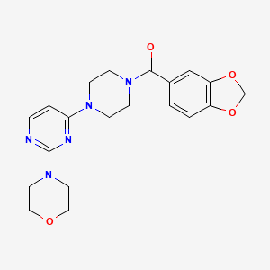 molecular formula C20H23N5O4 B5563872 4-{4-[4-(1,3-benzodioxol-5-ylcarbonyl)-1-piperazinyl]-2-pyrimidinyl}morpholine 
