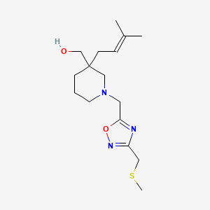 [3-(3-methylbut-2-en-1-yl)-1-({3-[(methylthio)methyl]-1,2,4-oxadiazol-5-yl}methyl)piperidin-3-yl]methanol