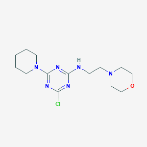 molecular formula C14H23ClN6O B5563962 4-chloro-N-[2-(4-morpholinyl)ethyl]-6-(1-piperidinyl)-1,3,5-triazin-2-amine 