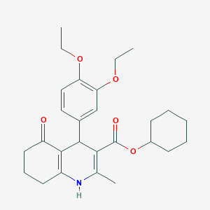 molecular formula C27H35NO5 B5563978 cyclohexyl 4-(3,4-diethoxyphenyl)-2-methyl-5-oxo-1,4,5,6,7,8-hexahydro-3-quinolinecarboxylate 