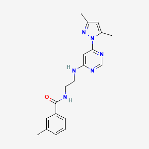 molecular formula C19H22N6O B5563980 N-(2-{[6-(3,5-二甲基-1H-吡唑-1-基)-4-嘧啶基]氨基}乙基)-3-甲基苯甲酰胺 