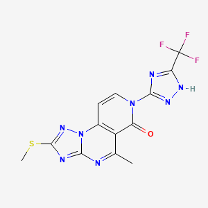 molecular formula C13H9F3N8OS B5563988 5-methyl-2-(methylthio)-7-[3-(trifluoromethyl)-1H-1,2,4-triazol-5-yl]pyrido[3,4-e][1,2,4]triazolo[1,5-a]pyrimidin-6(7H)-one 