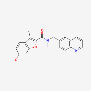 molecular formula C22H20N2O3 B5563991 6-methoxy-N,3-dimethyl-N-(6-quinolinylmethyl)-1-benzofuran-2-carboxamide 