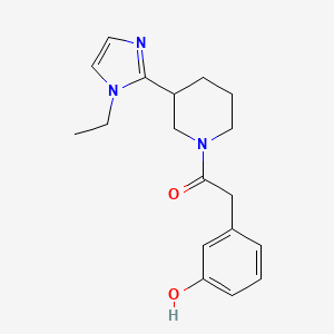 molecular formula C18H23N3O2 B5564020 3-{2-[3-(1-ethyl-1H-imidazol-2-yl)-1-piperidinyl]-2-oxoethyl}phenol 