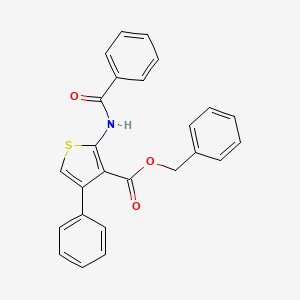 molecular formula C25H19NO3S B5564050 苯甲酰胺基-2-苯基-4-苯基-3-噻吩羧酸苄酯 