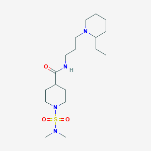 molecular formula C18H36N4O3S B5564054 1-[(二甲氨基)磺酰基]-N-[3-(2-乙基-1-哌啶基)丙基]-4-哌啶甲酰胺 