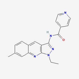 molecular formula C19H17N5O B5564071 N-(1-乙基-7-甲基-1H-吡唑并[3,4-b]喹啉-3-基)异烟酰胺 