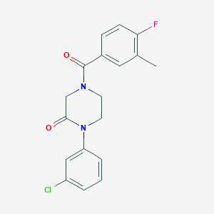 molecular formula C18H16ClFN2O2 B5564118 1-(3-chlorophenyl)-4-(4-fluoro-3-methylbenzoyl)-2-piperazinone 