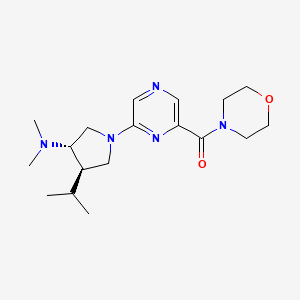 molecular formula C18H29N5O2 B5564178 (3S*,4R*)-4-isopropyl-N,N-dimethyl-1-[6-(morpholin-4-ylcarbonyl)pyrazin-2-yl]pyrrolidin-3-amine 