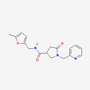 molecular formula C17H19N3O3 B5564205 N-[(5-methyl-2-furyl)methyl]-5-oxo-1-(2-pyridinylmethyl)-3-pyrrolidinecarboxamide 