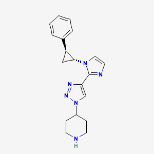 molecular formula C19H22N6 B5564219 4-(4-{1-[rel-(1R,2S)-2-phenylcyclopropyl]-1H-imidazol-2-yl}-1H-1,2,3-triazol-1-yl)piperidine hydrochloride 
