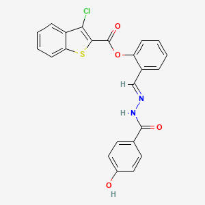 2-[2-(4-hydroxybenzoyl)carbonohydrazonoyl]phenyl 3-chloro-1-benzothiophene-2-carboxylate