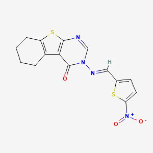 molecular formula C15H12N4O3S2 B5564334 3-{[(5-nitro-2-thienyl)methylene]amino}-5,6,7,8-tetrahydro[1]benzothieno[2,3-d]pyrimidin-4(3H)-one 