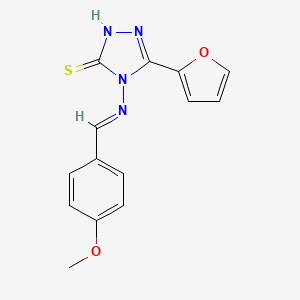 molecular formula C14H12N4O2S B5564402 5-(2-furyl)-4-[(4-methoxybenzylidene)amino]-4H-1,2,4-triazole-3-thiol 