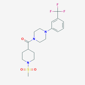 molecular formula C18H24F3N3O3S B5564414 1-{[1-(methylsulfonyl)piperidin-4-yl]carbonyl}-4-[3-(trifluoromethyl)phenyl]piperazine 