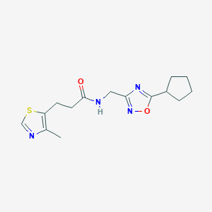 N-[(5-cyclopentyl-1,2,4-oxadiazol-3-yl)methyl]-3-(4-methyl-1,3-thiazol-5-yl)propanamide