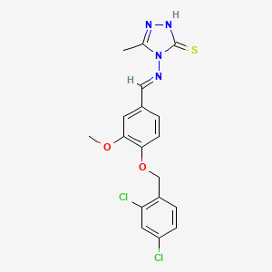 molecular formula C18H16Cl2N4O2S B5564447 4-({4-[(2,4-dichlorobenzyl)oxy]-3-methoxybenzylidene}amino)-5-methyl-4H-1,2,4-triazole-3-thiol 