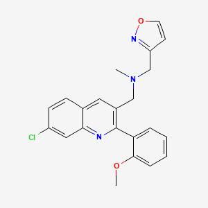 molecular formula C22H20ClN3O2 B5564487 1-[7-chloro-2-(2-methoxyphenyl)-3-quinolinyl]-N-(3-isoxazolylmethyl)-N-methylmethanamine 