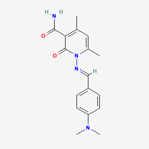 molecular formula C17H20N4O2 B5564508 1-{[4-(dimethylamino)benzylidene]amino}-4,6-dimethyl-2-oxo-1,2-dihydro-3-pyridinecarboxamide 