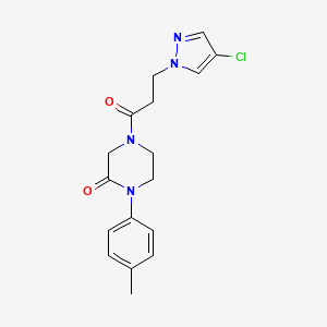 molecular formula C17H19ClN4O2 B5564530 4-[3-(4-chloro-1H-pyrazol-1-yl)propanoyl]-1-(4-methylphenyl)-2-piperazinone 