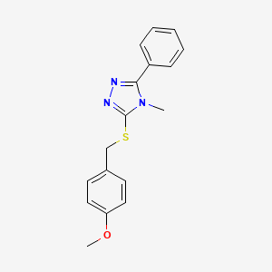 molecular formula C17H17N3OS B5564560 3-[(4-methoxybenzyl)thio]-4-methyl-5-phenyl-4H-1,2,4-triazole 