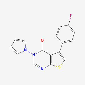 molecular formula C16H10FN3OS B5564580 5-(4-氟苯基)-3-(1H-吡咯-1-基)噻吩并[2,3-d]嘧啶-4(3H)-酮 
